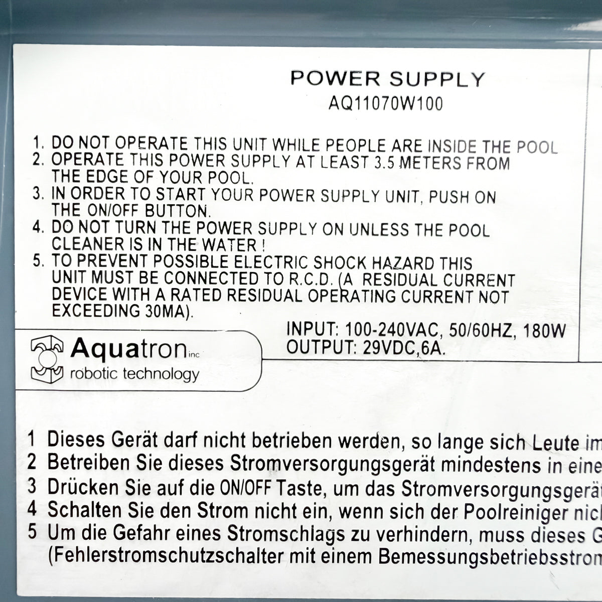 Alimentatore Robot Piscina Aquabot / Aquatron AQ11071W100 - Usato