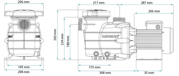 Hayward Powerline PL IE2 Pool Pump - 81004, Single-Phase, 0.5 HP – 9.7 m³/h